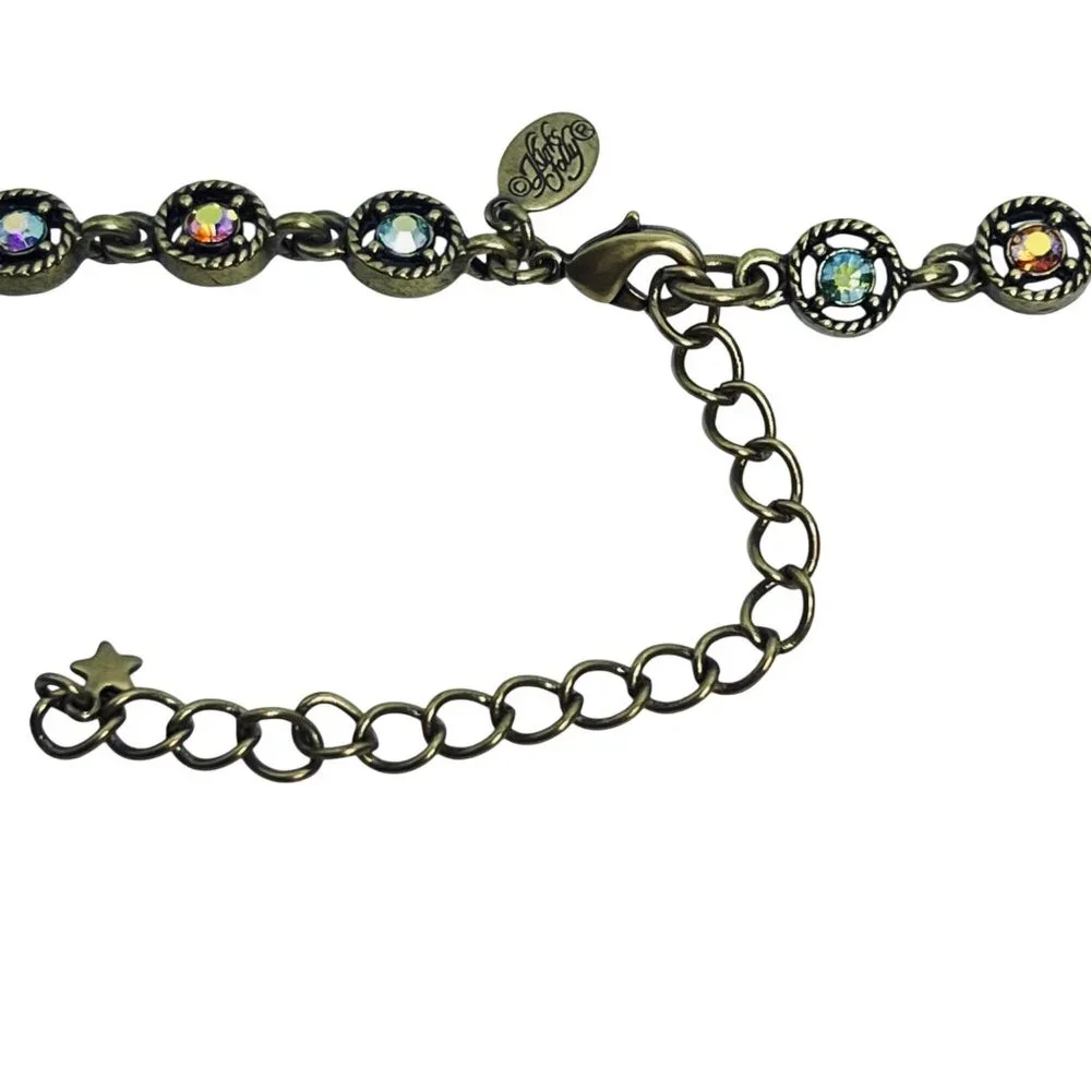 Kirks Folly Brass Tone And Multi Colored AB Rhinestone Bib Necklace (5995) - Picture 7 of 9